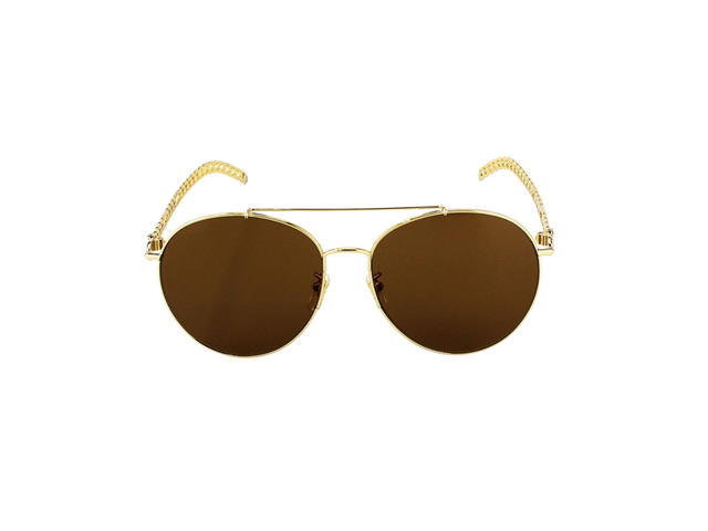 Gucci Gucci Pilot Sunglasses In Gold Metal Frame With Brown Lens and Chain - view 3