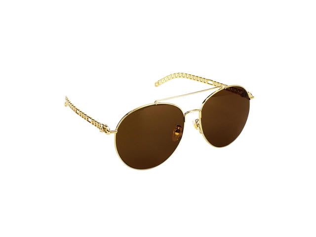 Gucci Gucci Pilot Sunglasses In Gold Metal Frame With Brown Lens and Chain - view 4