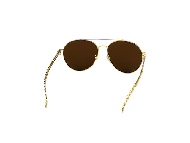Gucci Gucci Pilot Sunglasses In Gold Metal Frame With Brown Lens and Chain - view 5