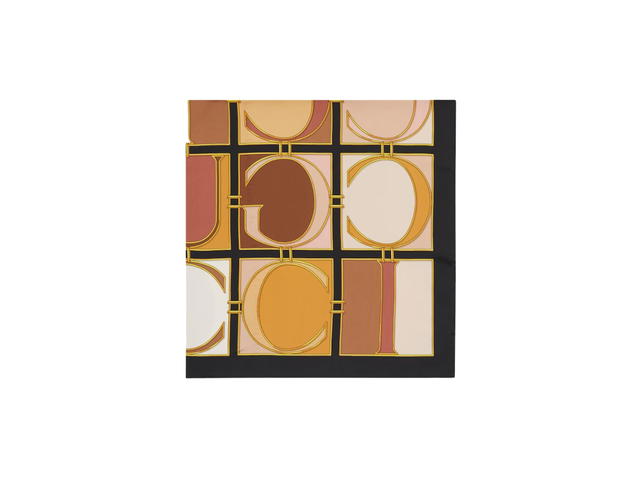 Gucci Gucci Pop Print Silk Carré In Pop Print Black And Light Brown Silk Twill Black Borders - view 2