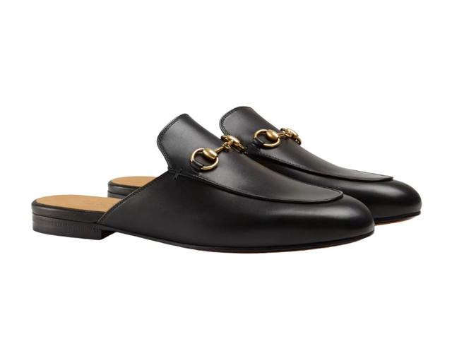 Gucci Gucci Princetown Leather Slipper With Gold-Toned Horsebit Black - view 2
