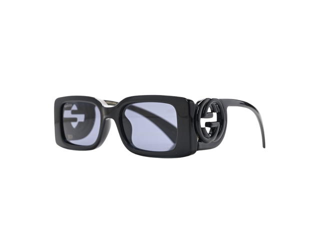 Gucci Gucci Rectangler Sunglasses In Acetate Chaise Frame With Grey Lens Black - view 1