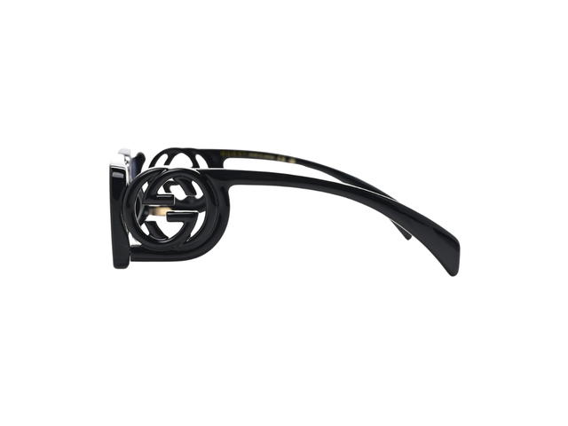 Gucci Gucci Rectangler Sunglasses In Acetate Chaise Frame With Grey Lens Black - view 3