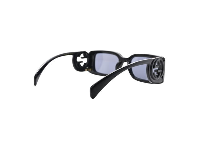 Gucci Gucci Rectangler Sunglasses In Acetate Chaise Frame With Grey Lens Black - view 4
