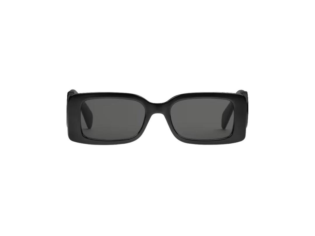Gucci Gucci Rectangular-Frame Sunglasses In Shiny Black Injection Frame With Solid Grey Lens
