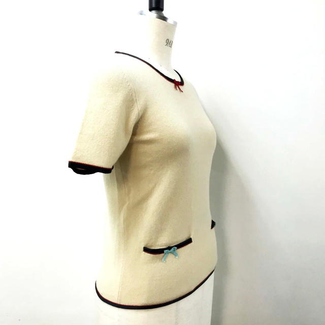 Gucci GUCCI Ribbon Cut Short sleeve T-shirt Beige Cashmere 501400 - view 3