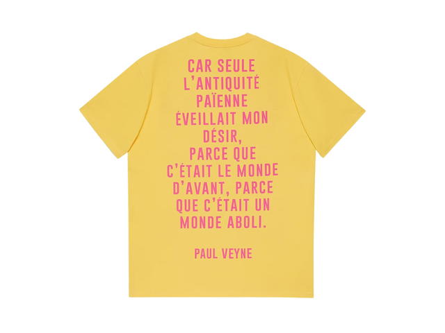 Gucci Gucci Rock Hudson Cotton T-Shirt In Yellow Cotton Jersey With Pink Print Crewneck - view 2