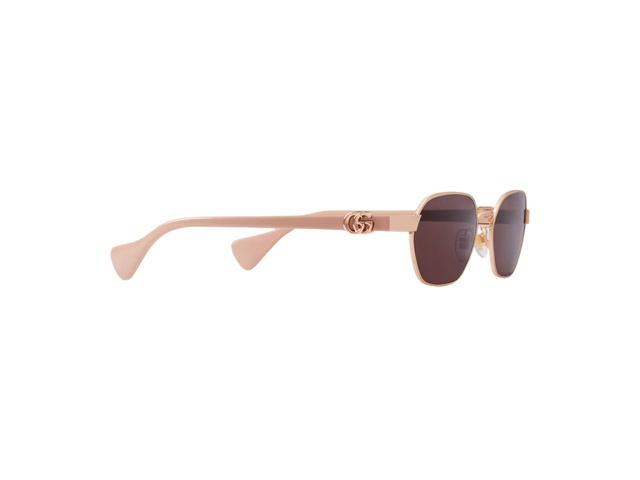 Gucci Gucci Round-Frame Sunglasses In Shiny Nude Pink Acetate Tips With Gold-Toned Metal Double G Detail And Solid Dark Violet Lens - view 2