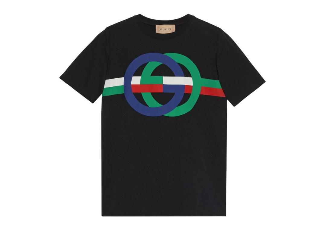 Gucci Gucci Round GG Print Cotton T-Shirt Black