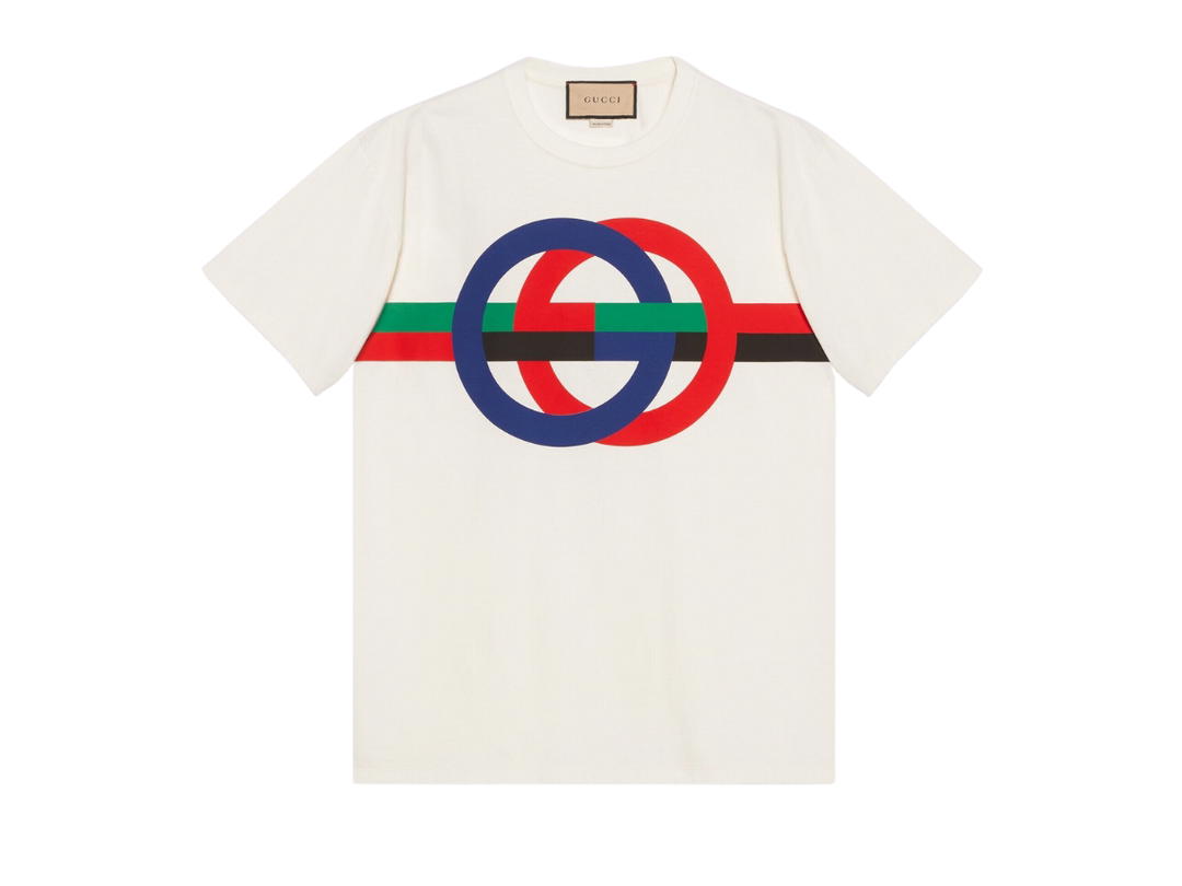 Gucci Gucci Round GG Print Cotton T-Shirt White