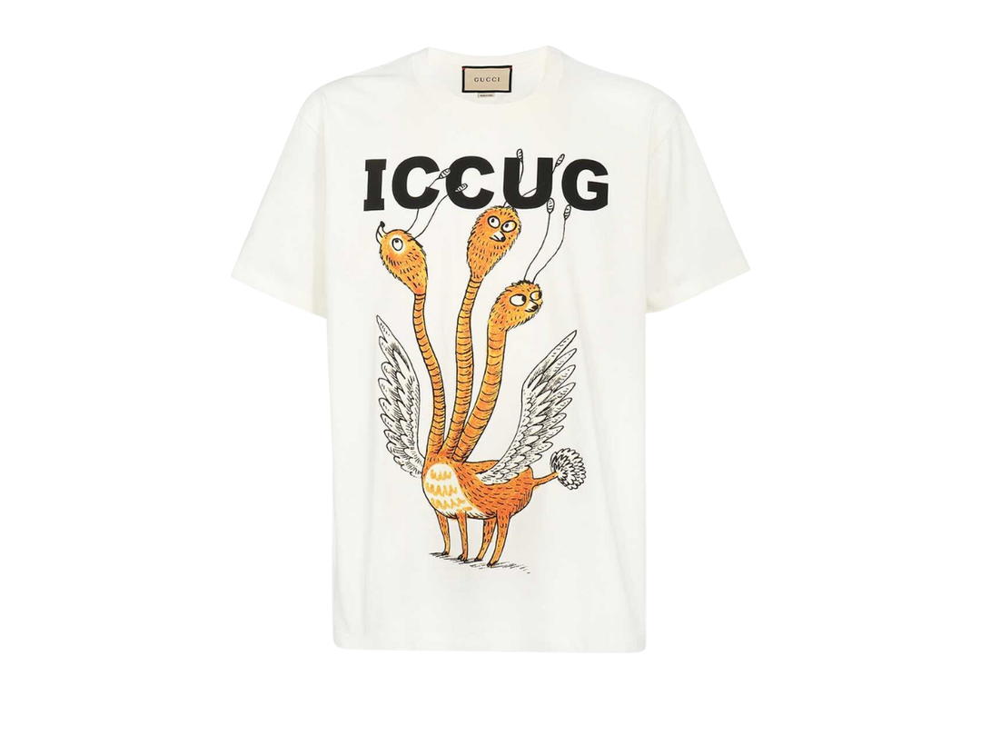 Gucci Gucci Round Neck Printing Short Sleeve T-Shirt Beige