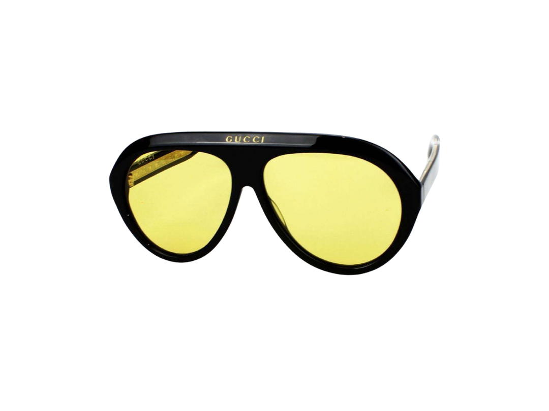 Gucci Gucci Round Sunglasses In Plastic With Yellow Lens Black