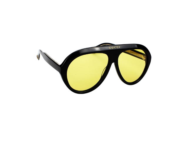 Gucci Gucci Round Sunglasses In Plastic With Yellow Lens Black - view 3