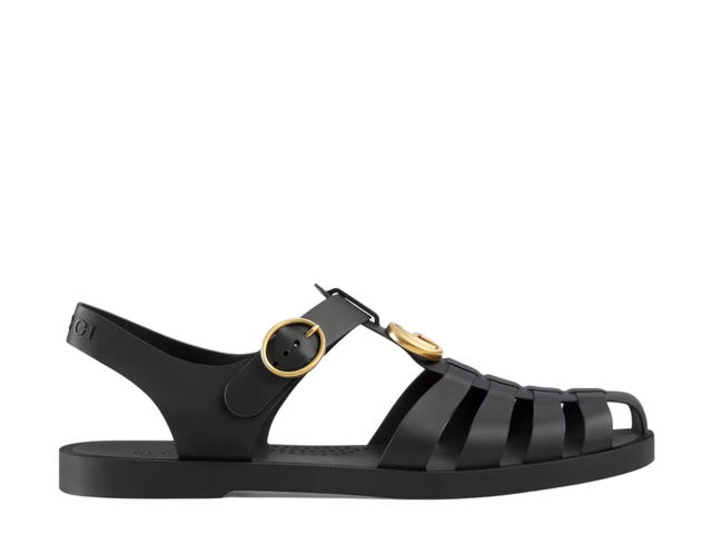 Gucci Gucci Rubber Buckle Strap Sandals Black - view 1