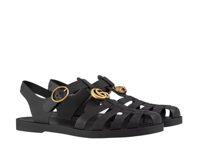 Gucci Gucci Rubber Buckle Strap Sandals Black - view 2