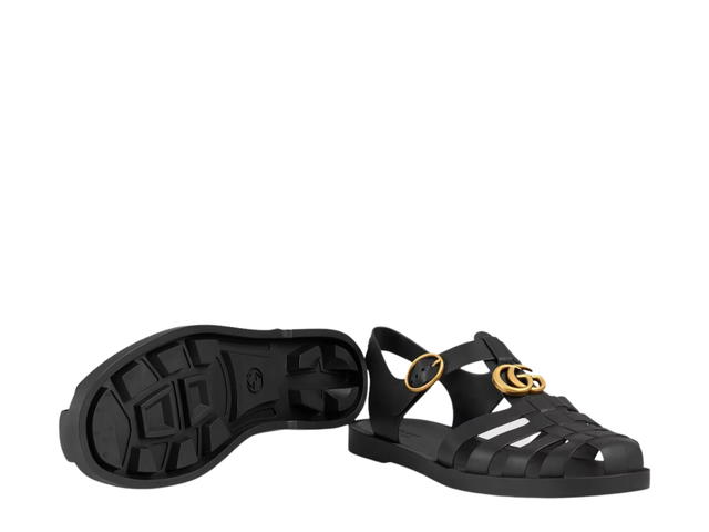 Gucci Gucci Rubber Buckle Strap Sandals Black - view 3