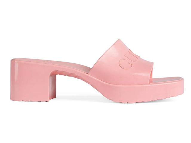 Gucci Gucci Rubber Logo Platform Slide Sandal Wild Rose - view 1
