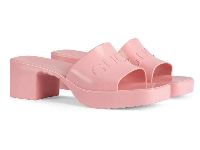 Gucci Gucci Rubber Logo Platform Slide Sandal Wild Rose - view 2