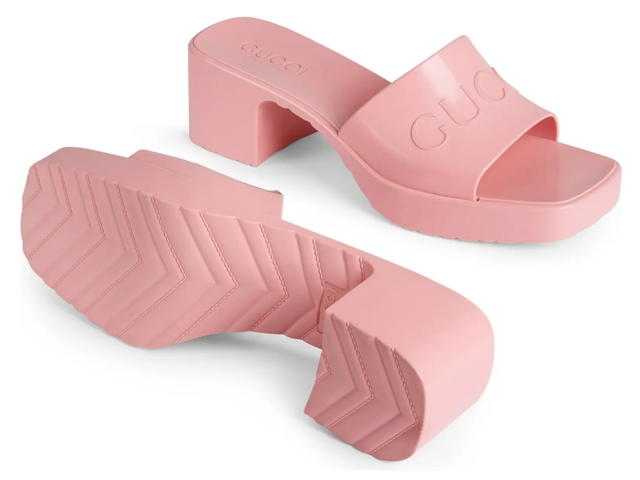 Gucci Gucci Rubber Logo Platform Slide Sandal Wild Rose - view 3