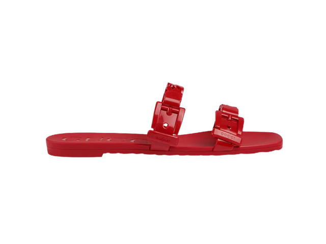 Gucci Gucci Rubber Slide Sandal In Hibiscus Red Rubber (W) - view 1