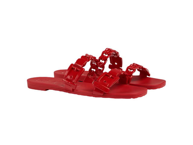 Gucci Gucci Rubber Slide Sandal In Hibiscus Red Rubber (W) - view 2