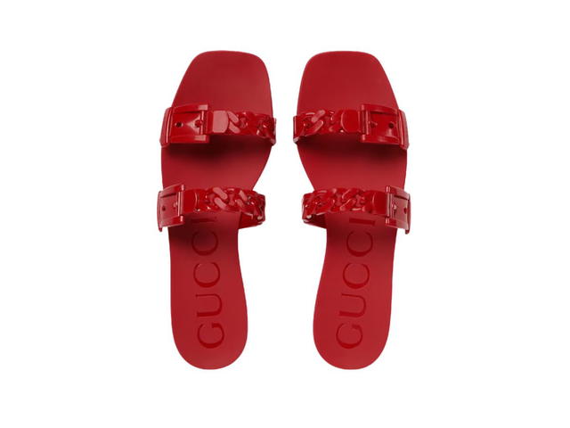 Gucci Gucci Rubber Slide Sandal In Hibiscus Red Rubber (W) - view 3