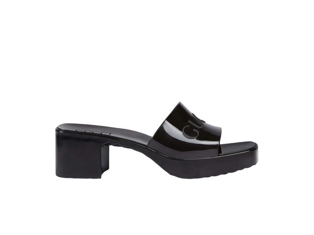 Gucci Gucci Rubber Slide Sandal With Embossed Gucci Logo Black - view 1