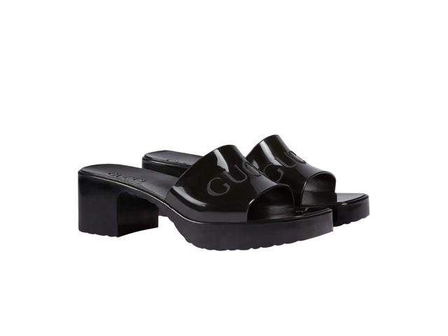 Gucci Gucci Rubber Slide Sandal With Embossed Gucci Logo Black - view 2