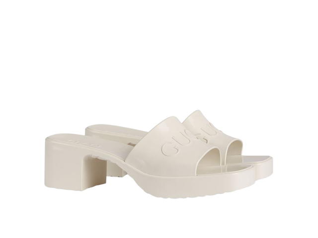 Gucci Gucci Rubber Slide Sandal With Embossed Gucci Logo White (W) - view 2