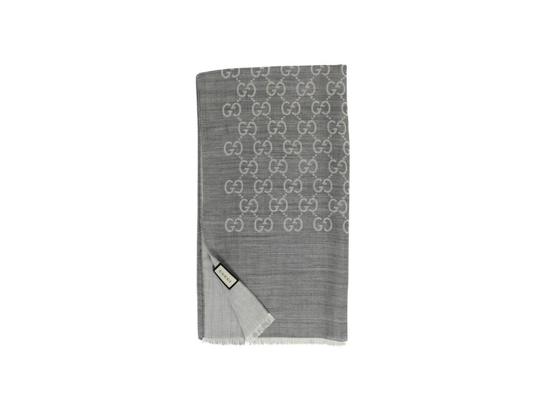 Gucci Gucci Scarfs GG Logo In Wool Silk Gray