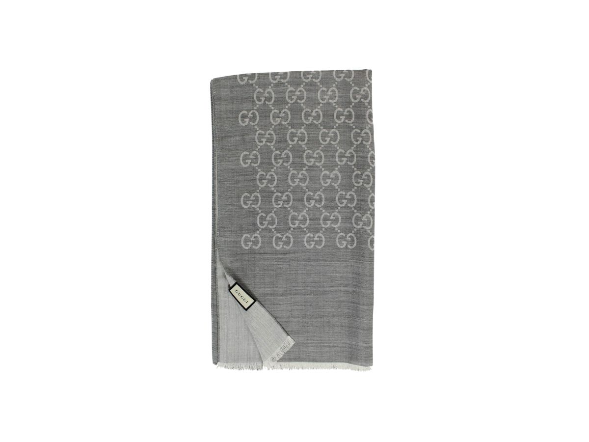 Gucci Gucci Scarfs GG Logo In Wool Silk Gray