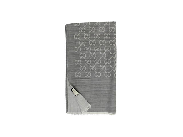 Gucci Gucci Scarfs GG Logo In Wool Silk Gray - view 1