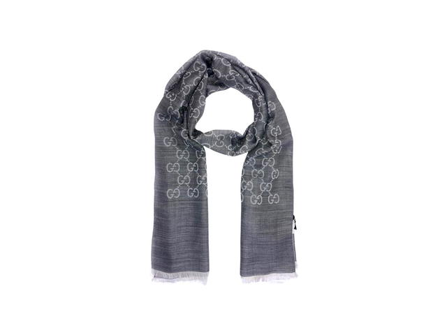 Gucci Gucci Scarfs GG Logo In Wool Silk Gray - view 2