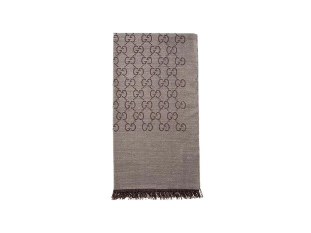 Gucci Gucci Scarfs GG Logo In Wool Silk Light Brown