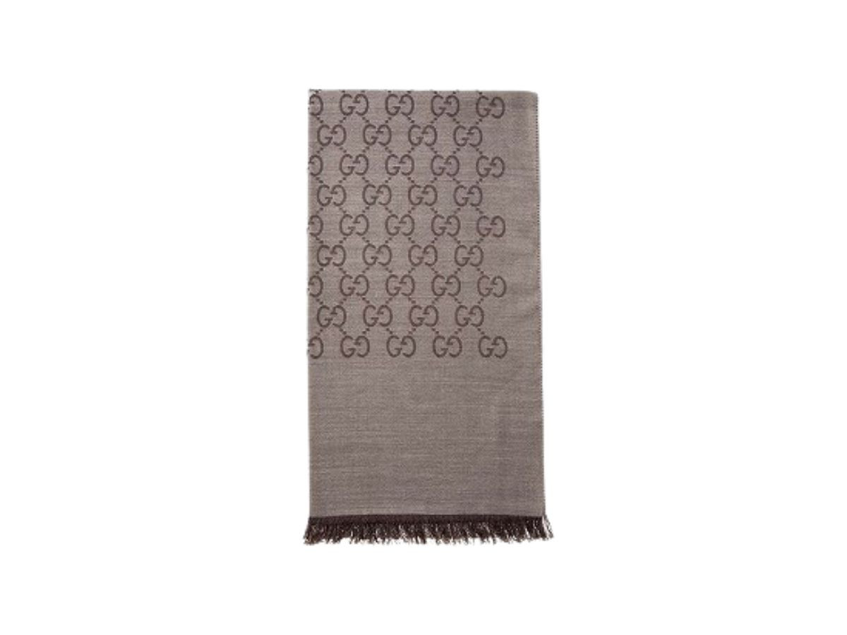 Gucci Gucci Scarfs GG Logo In Wool Silk Light Brown
