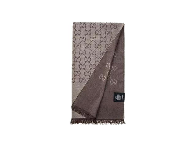 Gucci Gucci Scarfs GG Logo In Wool Silk Light Brown - view 2