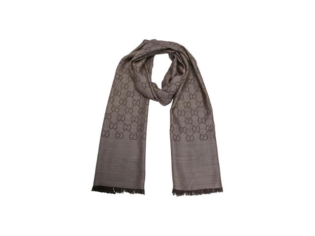Gucci Gucci Scarfs GG Logo In Wool Silk Light Brown - view 3