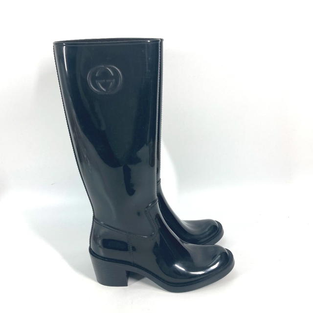 Gucci GUCCI shoes GG logo Rain boots long shoes Rain shoes rubber Black - view 3