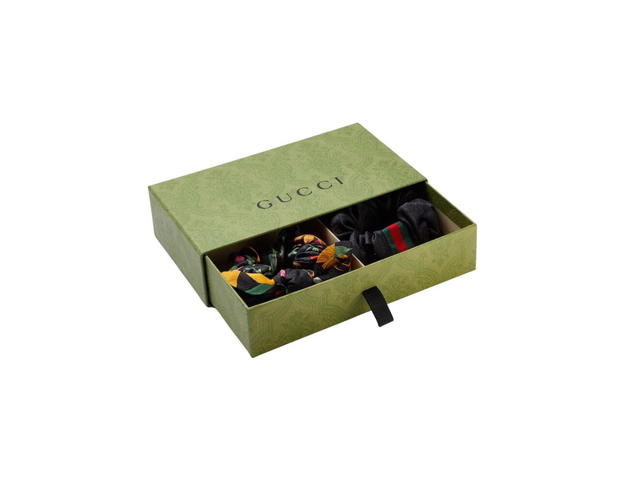 Gucci Gucci Silk GG Scrunchie Set In Black GG Silk And Green And Red Web And Black GG Flora Print Silk - view 2