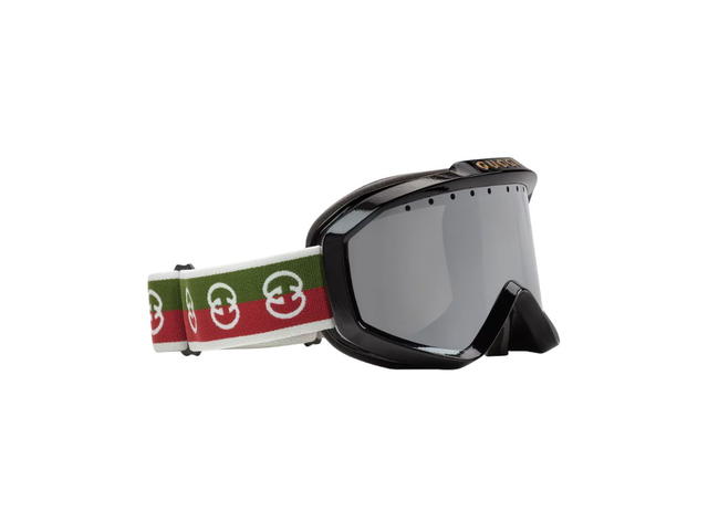 Gucci Gucci Ski Goggles In Shiny Black Injected Frame With Interlocking G Green And Red Temple Strap And Dark Grey Silver Lens - view 2