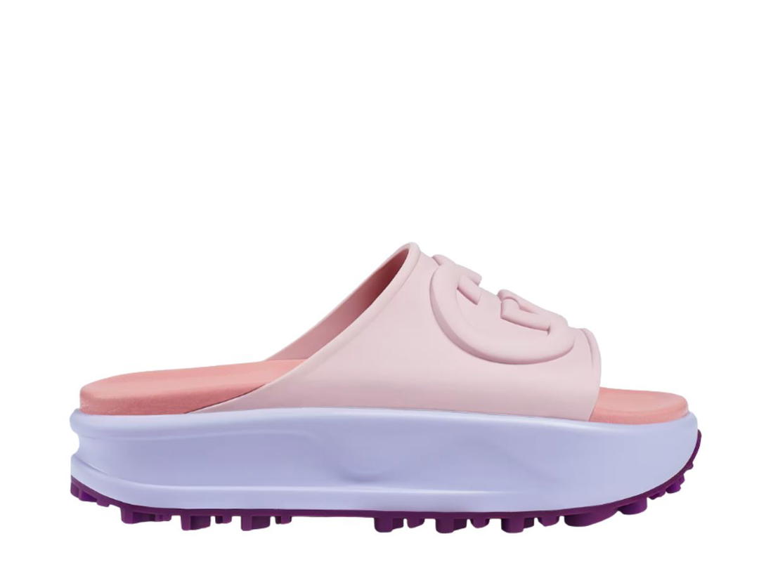 Gucci Gucci Slide Sandal With Interlocking G Pink Purple (W)