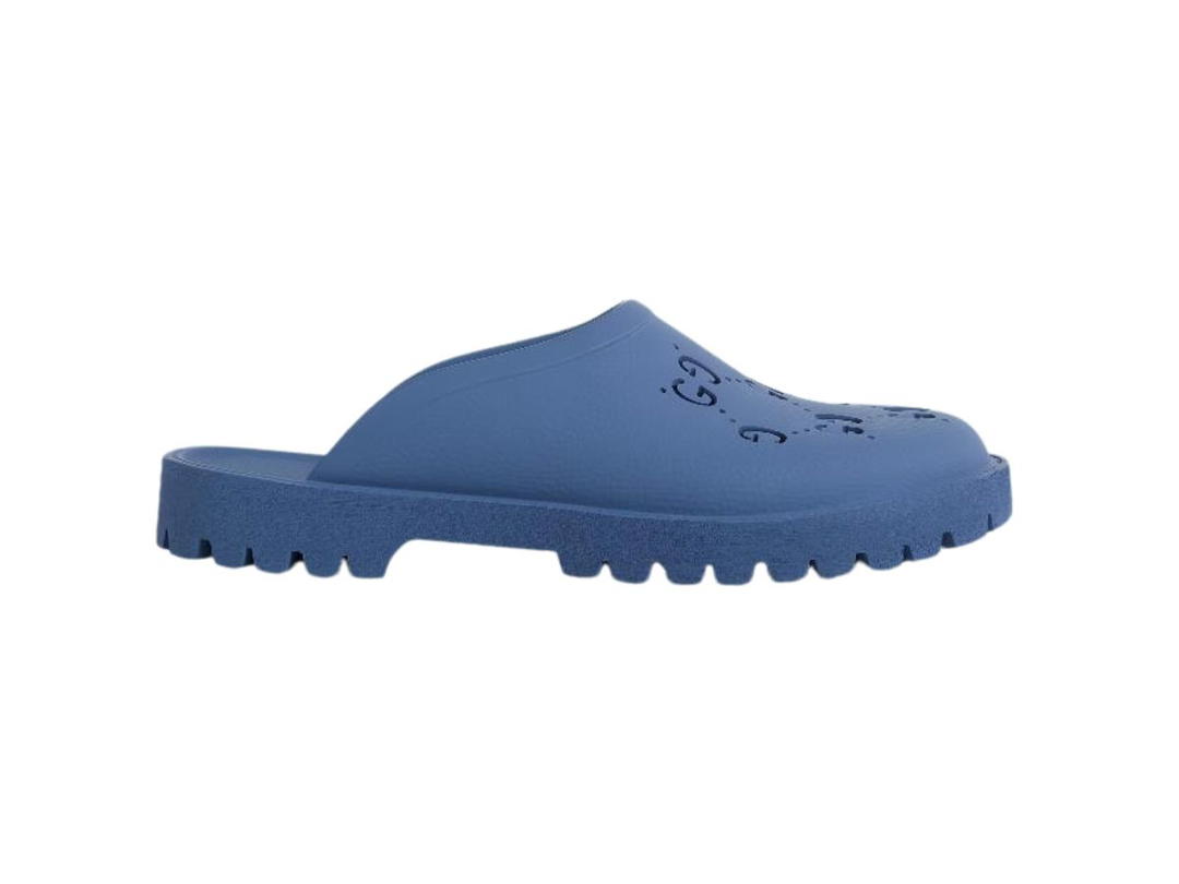 Gucci Gucci Slip On Sandal In Indigo Blue Perforated GG Rubber