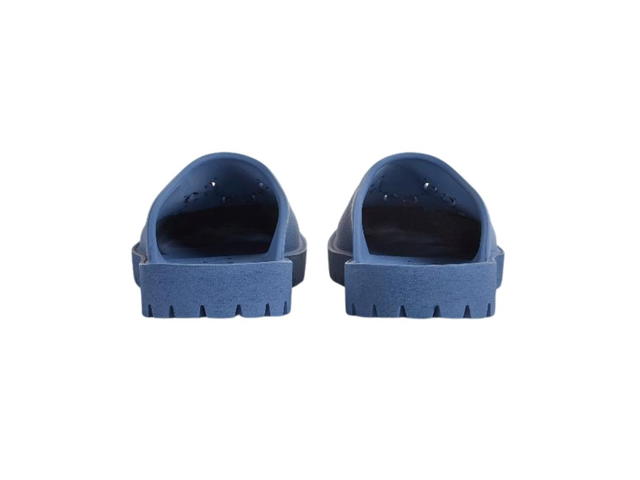 Gucci Gucci Slip On Sandal In Indigo Blue Perforated GG Rubber - view 3