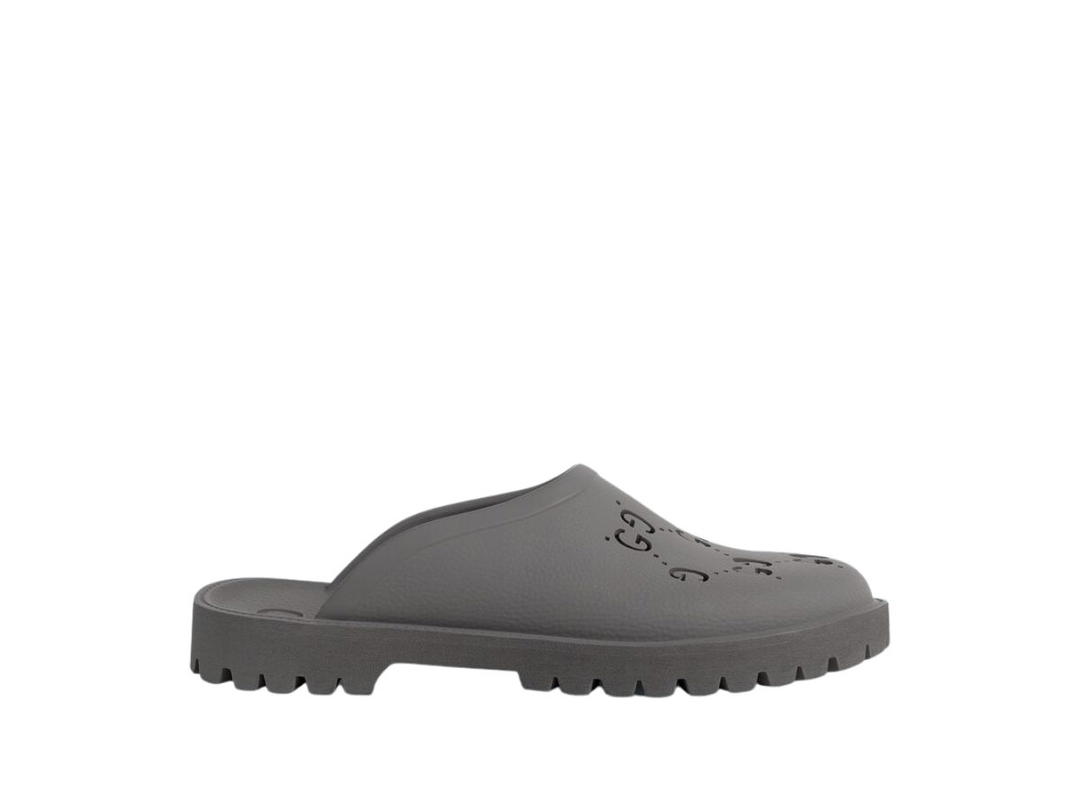 Gucci Gucci Slip On Sandal In Perforated GG Rubber Grey