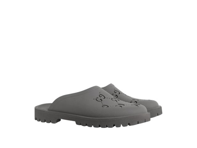 Gucci Gucci Slip On Sandal In Perforated GG Rubber Grey - view 2