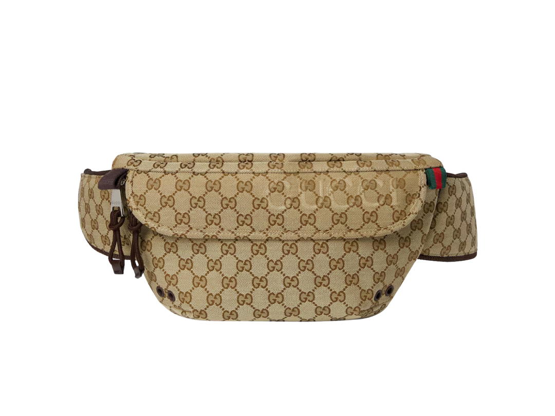 Gucci Gucci Small GG Belt Bag In The Original GG Canvas With Nylon Lining And Embossed Gucci Logo Beige Ebony