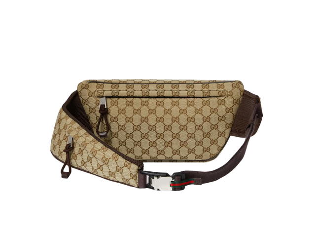 Gucci Gucci Small GG Belt Bag In The Original GG Canvas With Nylon Lining And Embossed Gucci Logo Beige Ebony - view 2