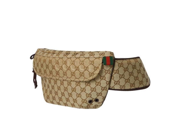 Gucci Gucci Small GG Belt Bag In The Original GG Canvas With Nylon Lining And Embossed Gucci Logo Beige Ebony - view 3