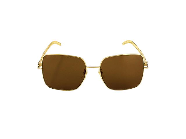 Gucci Gucci Square-Frame Sunglasses In Gold Metal Frame With Brown Lens Heart Chain - view 3