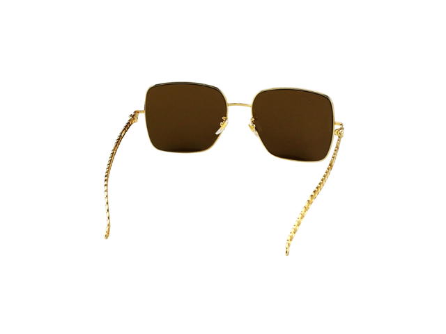 Gucci Gucci Square-Frame Sunglasses In Gold Metal Frame With Brown Lens Heart Chain - view 5
